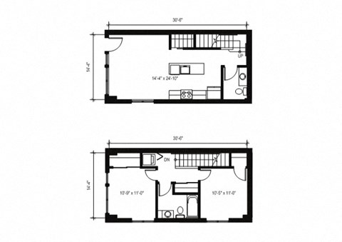 Stack House Apartments in Seattle, Washington 2x1.5 Townhome Floor Plan
